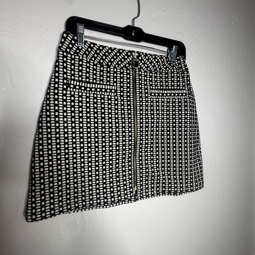 Express Black and White Patterned Mini Skirt